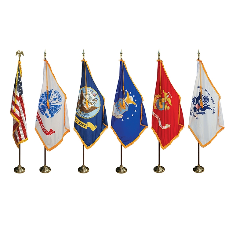 7' Pole & 3' x 5' Flag - Military and US Indoor Presentation Set 1