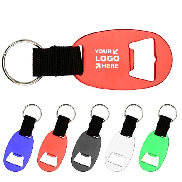 Oval Aluminum Beer Bottle Opener Keychain 2
