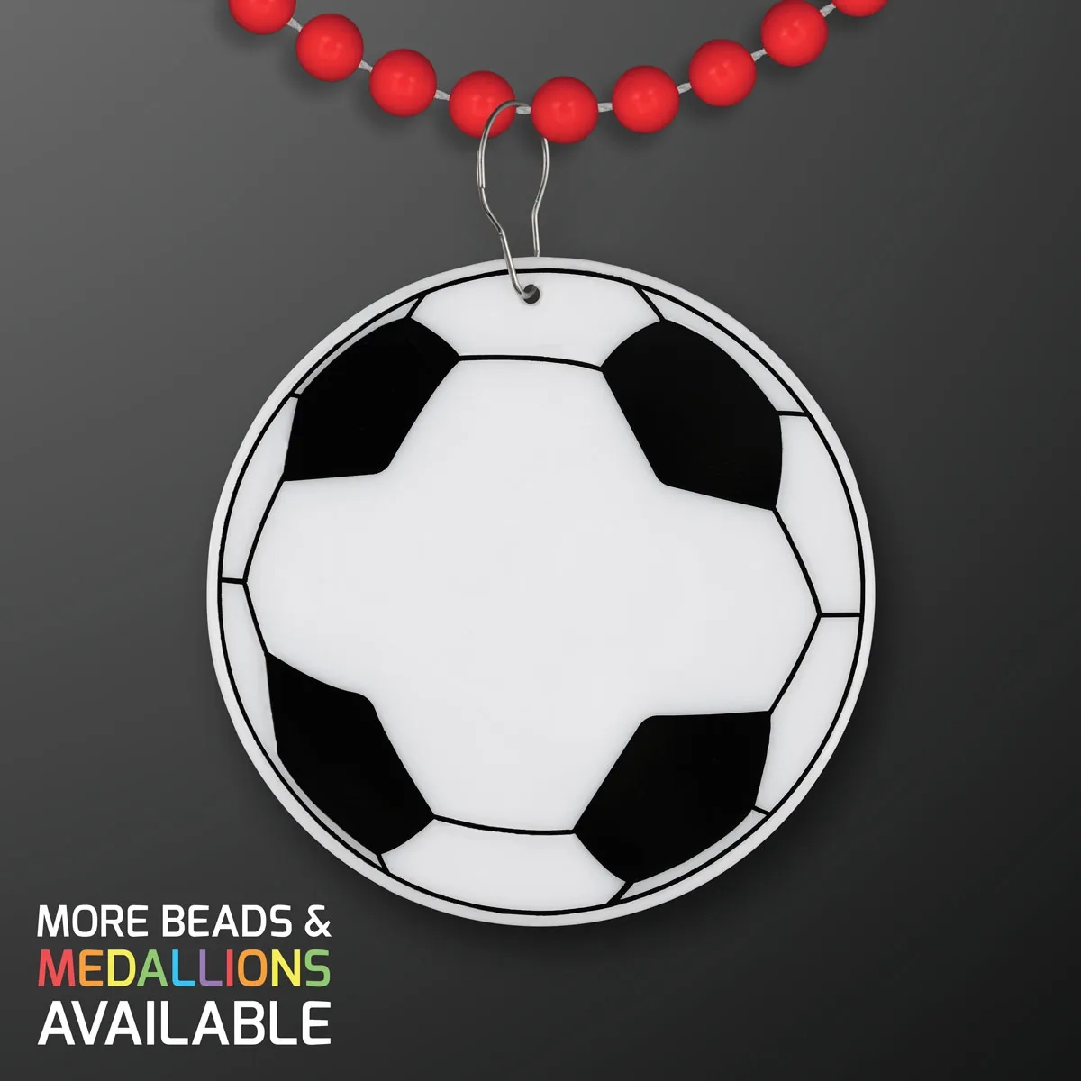 Soccer Ball Medallion with Beaded Necklace (Non Light Up) 22