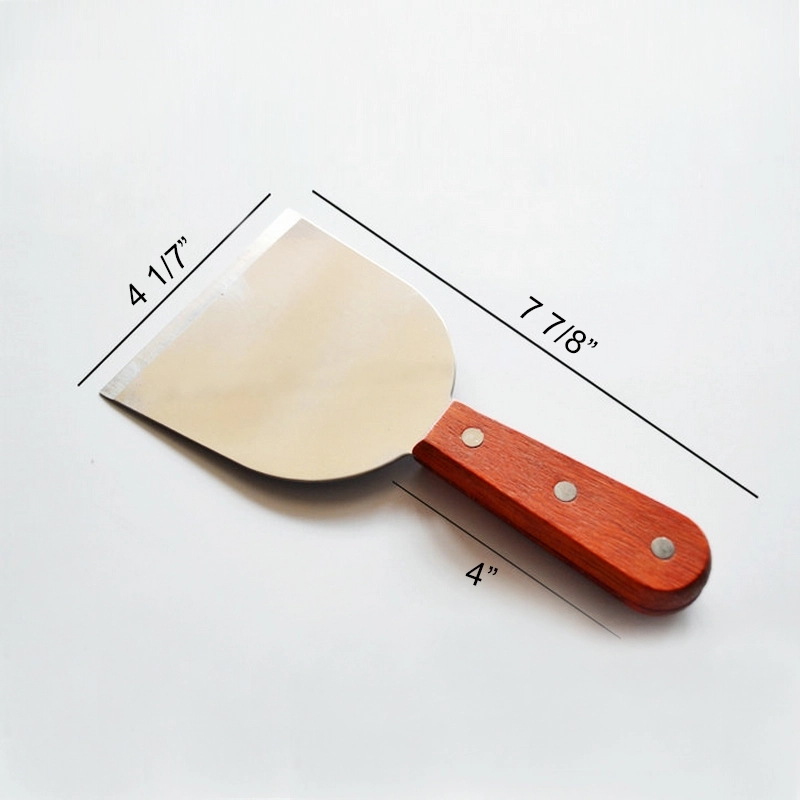 Stainless Steel Grill Scraper Riveted Smooth Wooden Handle 2