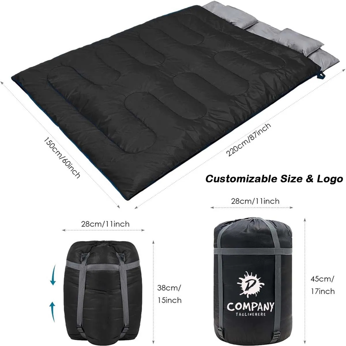 Queen Size Two Person Sleeping Bag for All Season Camping 5