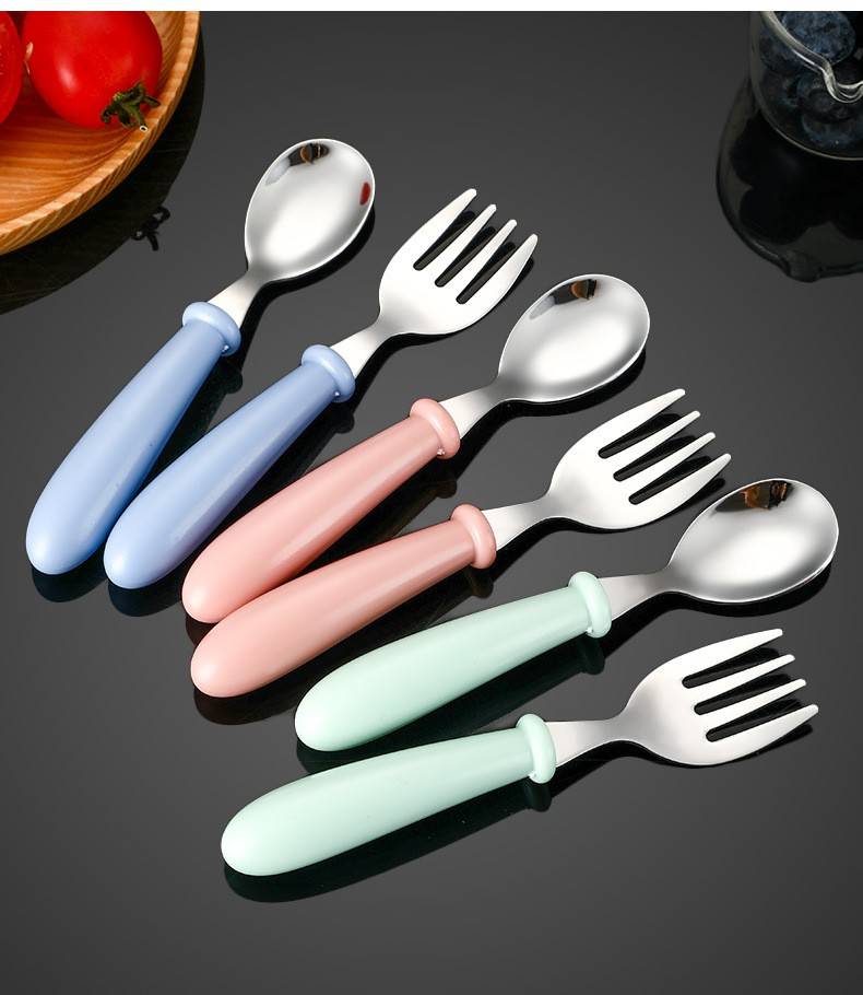 Safety Stainless Steel Toddler Fork Spoon Set 6