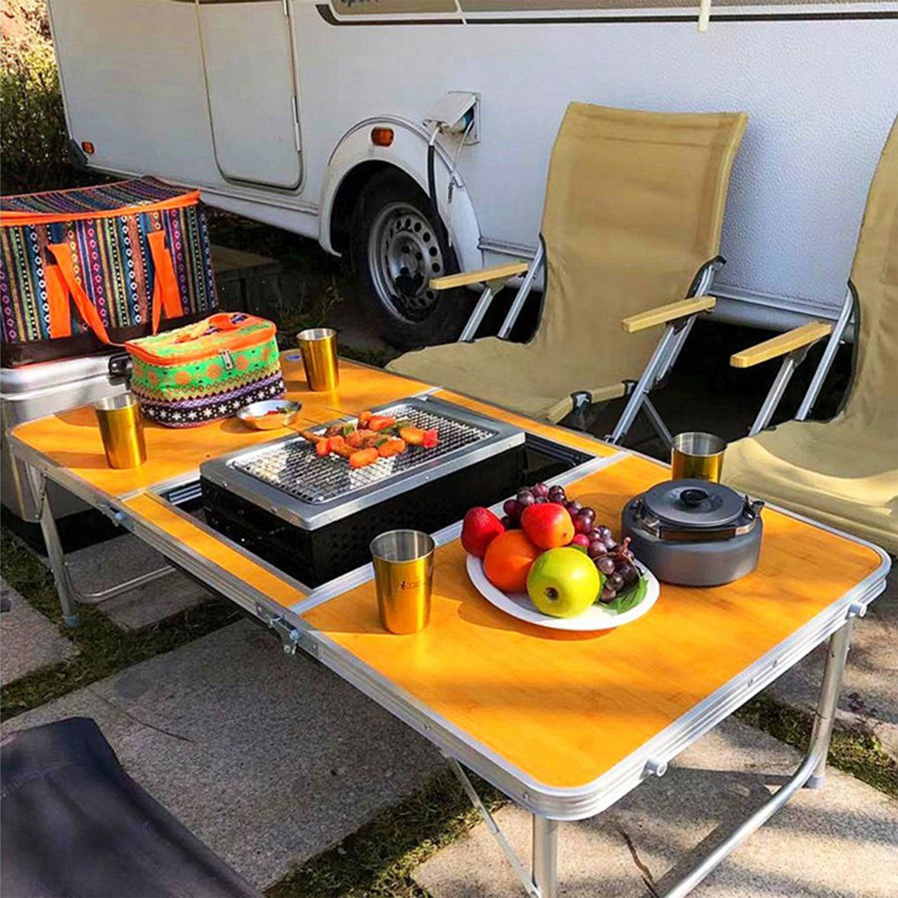 Portable aluminum alloy new barbecue folding table 2