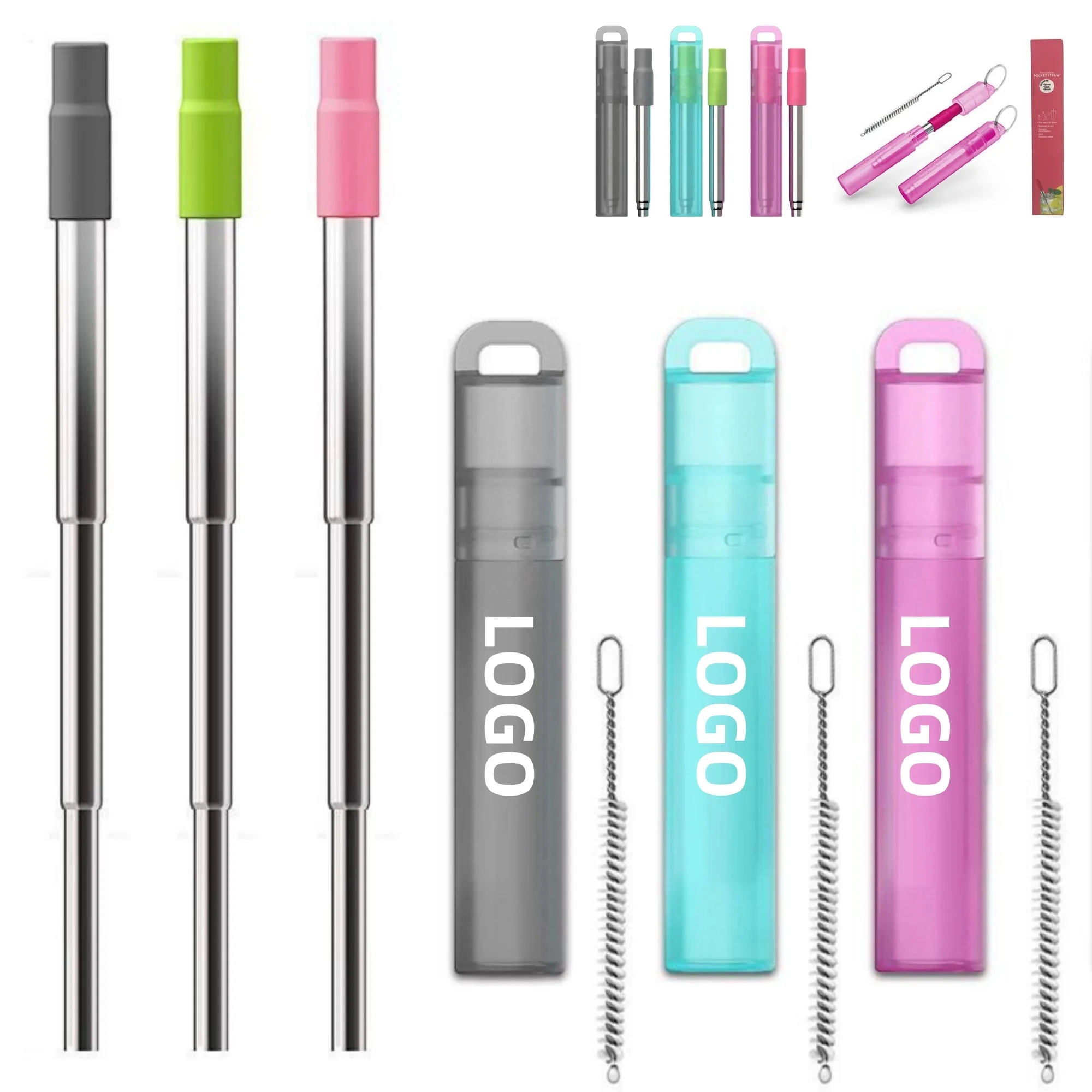 Stainless Steel Telescopic Straw With Cleaning Brush 2