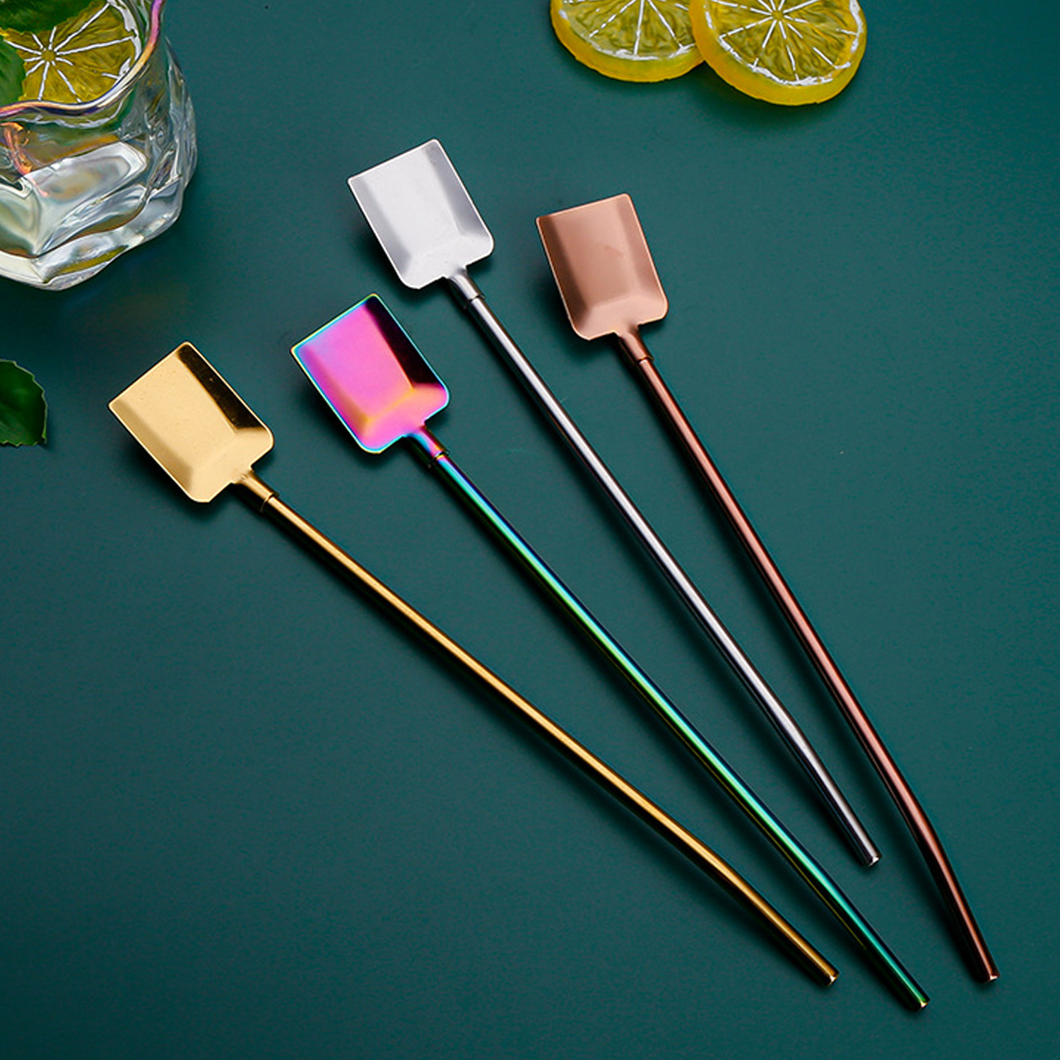 2-in-1 Stainless Steel Shovel Shape Straw Spoon 9
