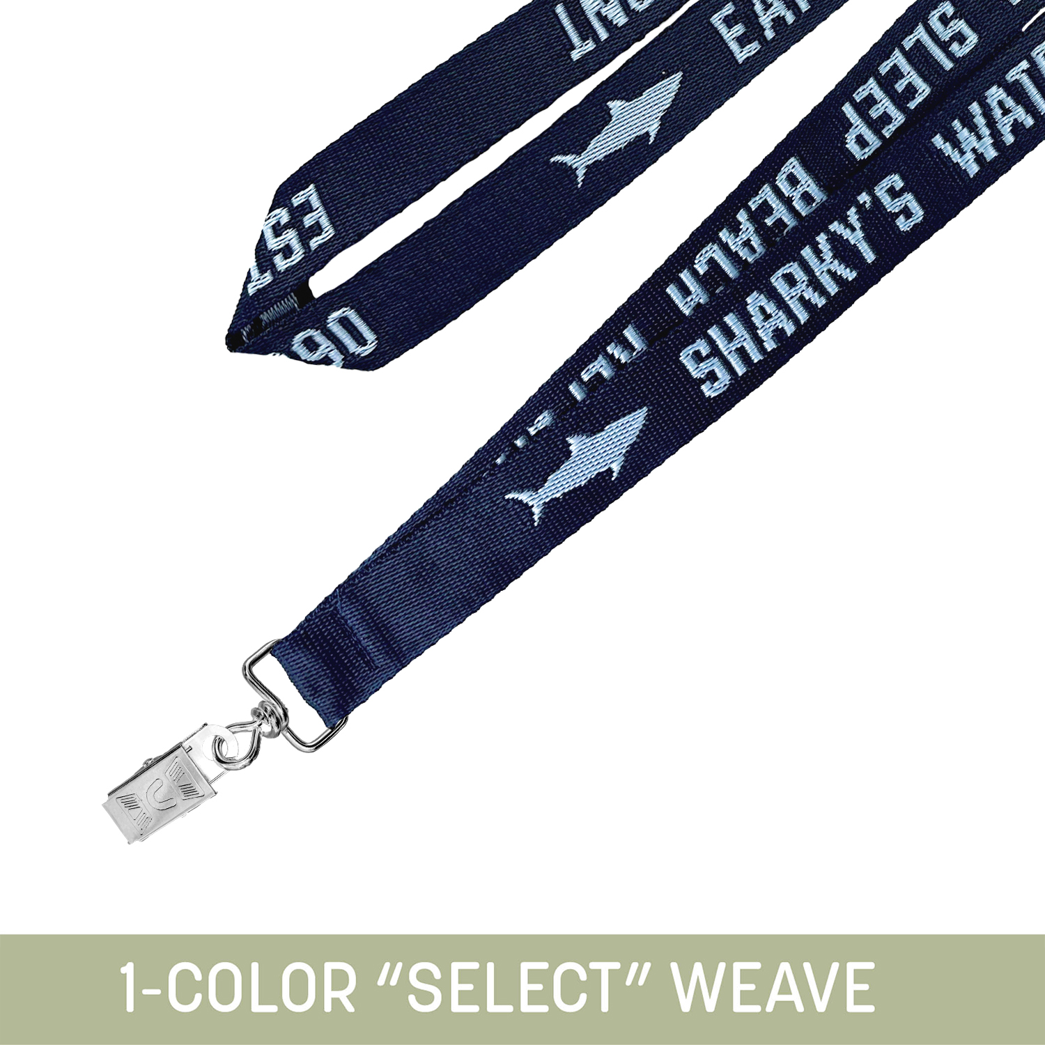 1" Woven Lanyard w/ Swivel Bulldog Clip - "Select" Weave 14