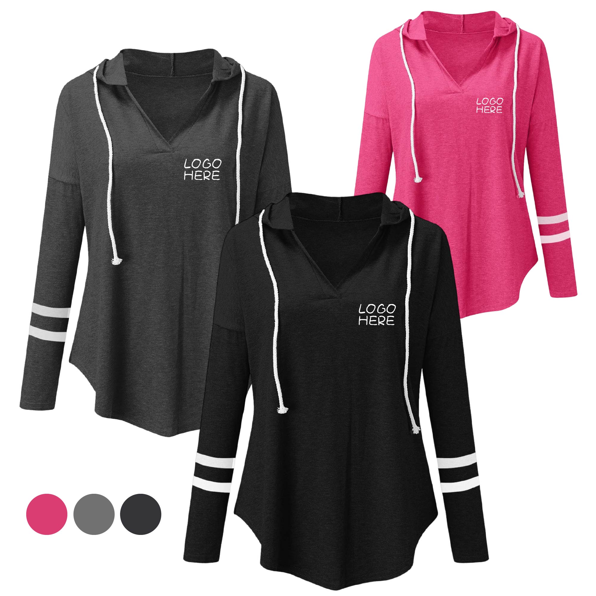 Womens Striped Long Sleeve Hoodie 2