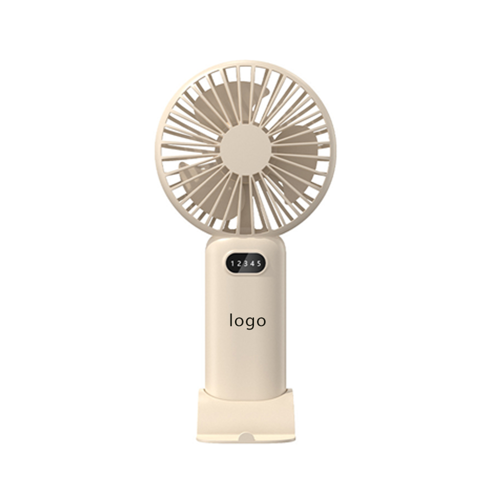 A handheld small fan with 5 wind speeds that can be used as a stand on a desktop 2