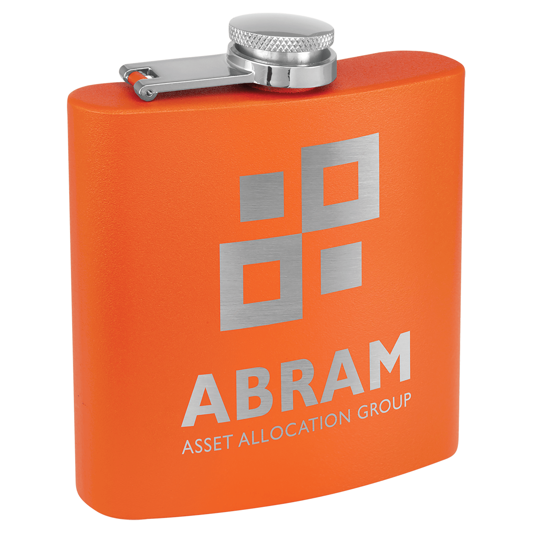 6 oz. Matte Orange Powder Coated Stainless Steel Flask, custom water bottle with logo imprint 2