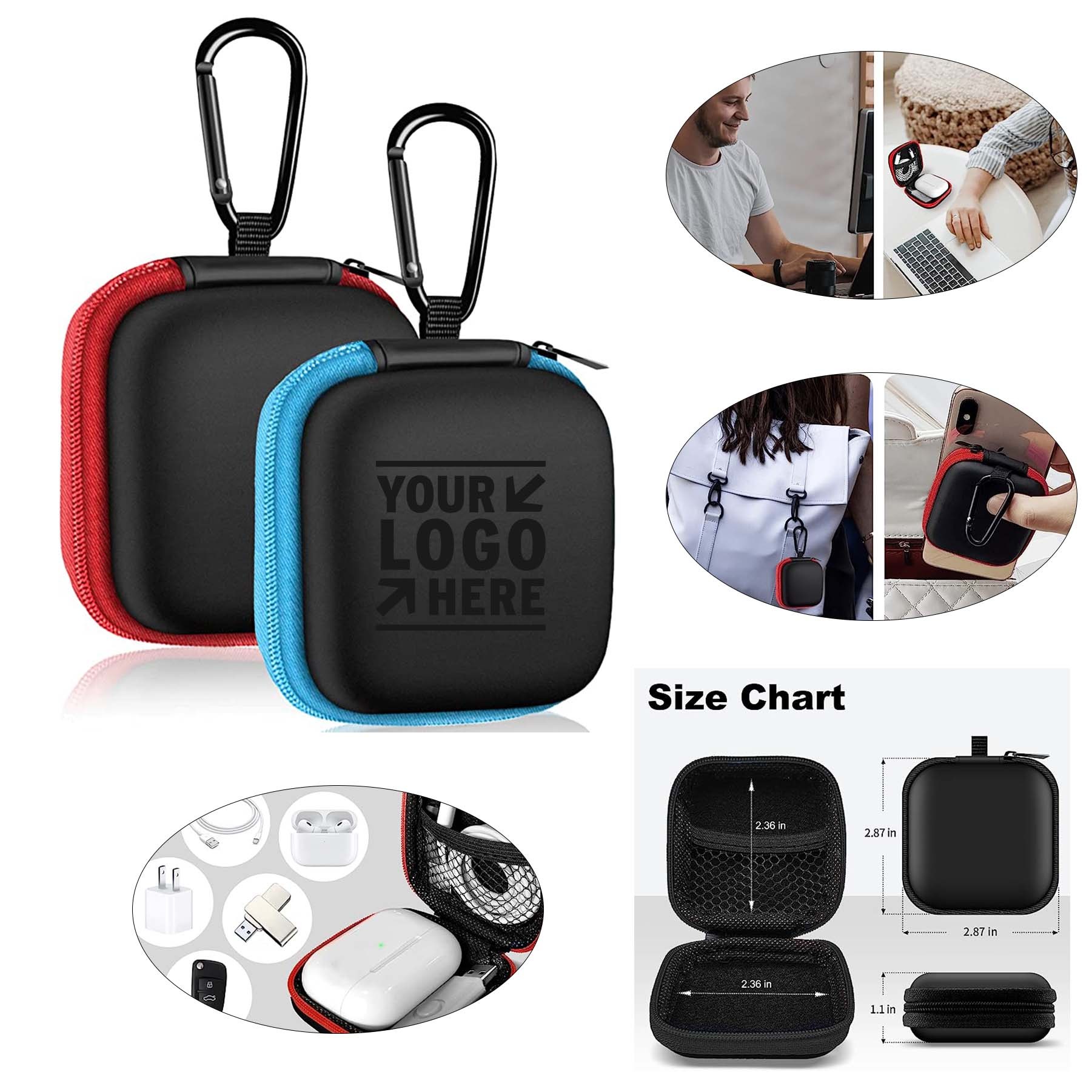 Square Earbud Case Portable EVA Carrying Case 2