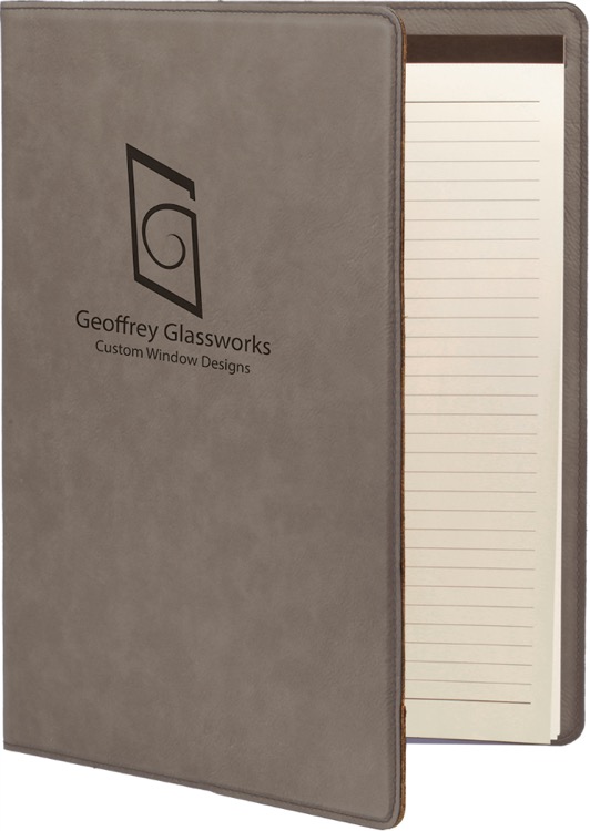 7" x 9" Gray Leatherette Small Portfolio with Notepad 2