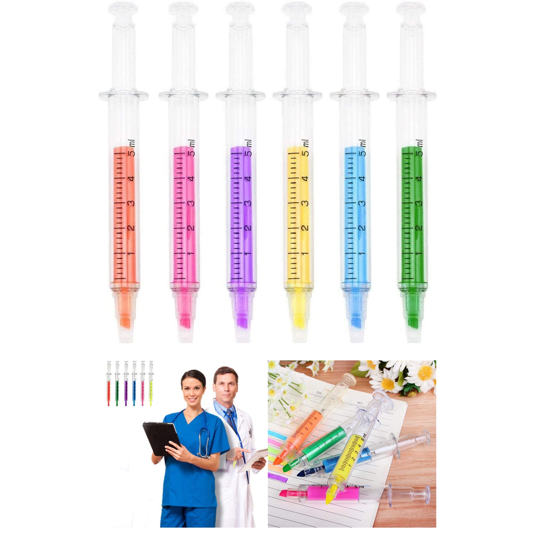 Syringe Highlighter Fluorescent Needle Pen 3