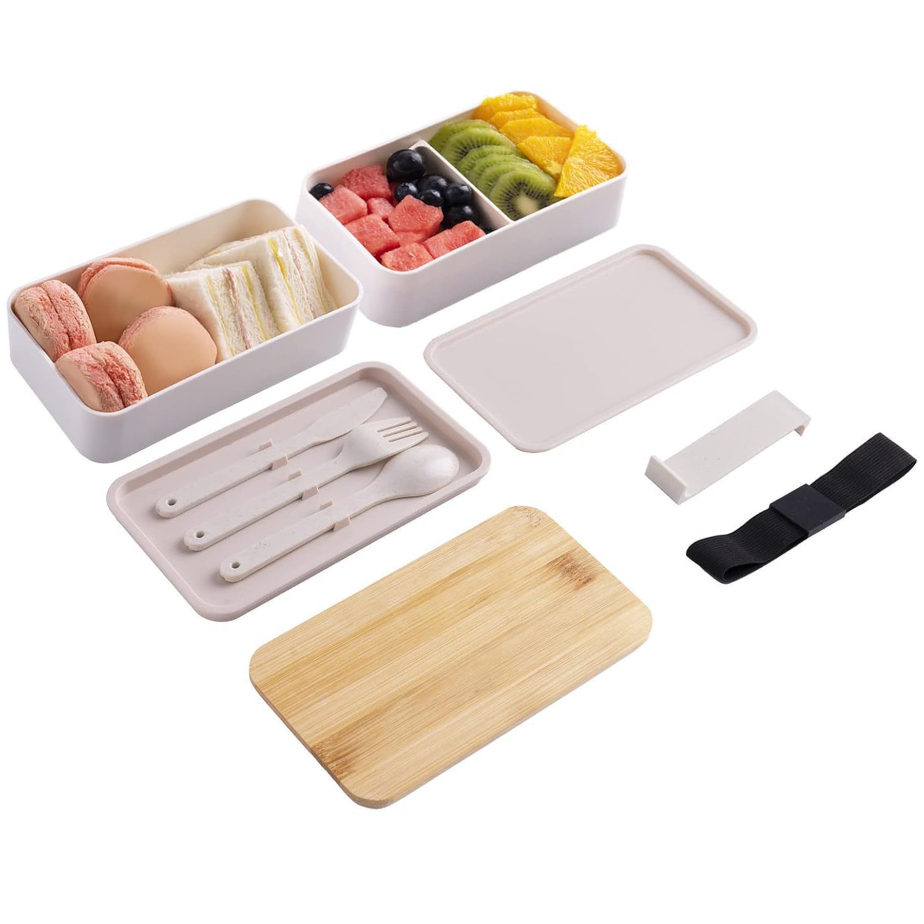 Double Decker Lunch Box With Bamboo Lid And Utensils 3