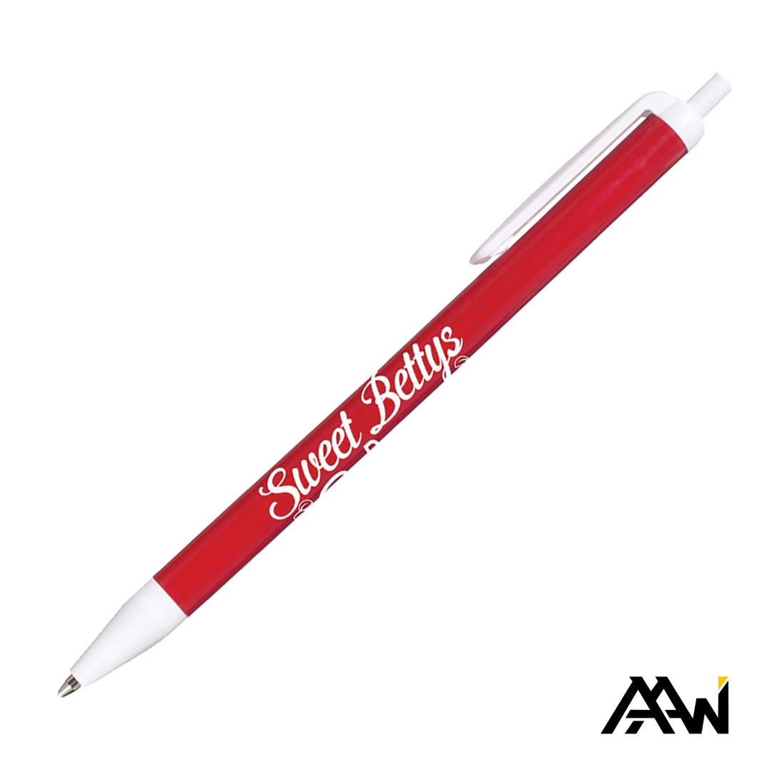 Value Slim Pen w/Glossy Colored Barrel - Matte White Accent 8