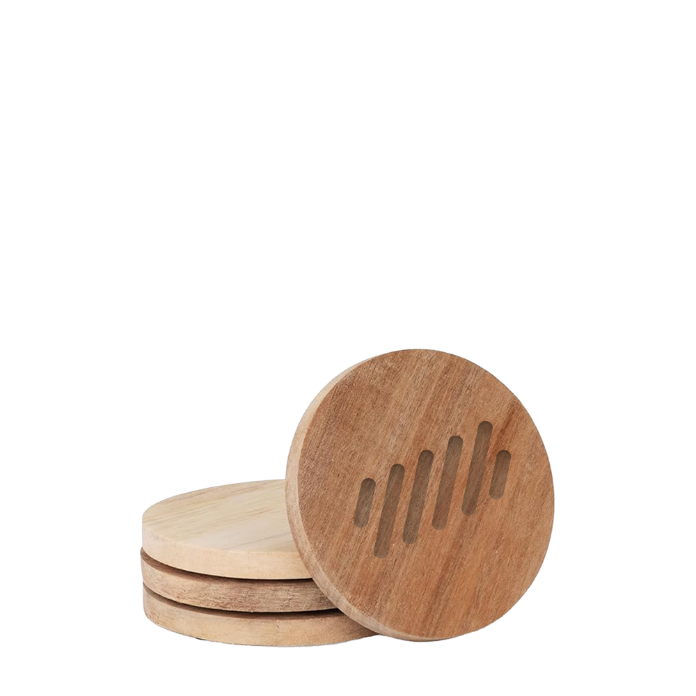 Acacia Wood Round Coaster Set