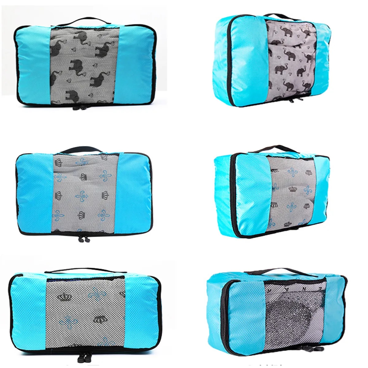6Pc Packing Cube Zipper Compression Pouch Travel Storage Bag 4