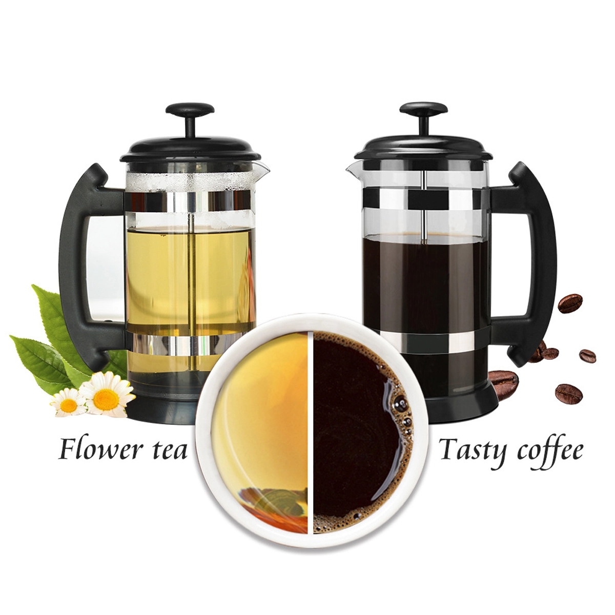 Kitchen French Press Espresso Tea Maker With Triple Filters 4