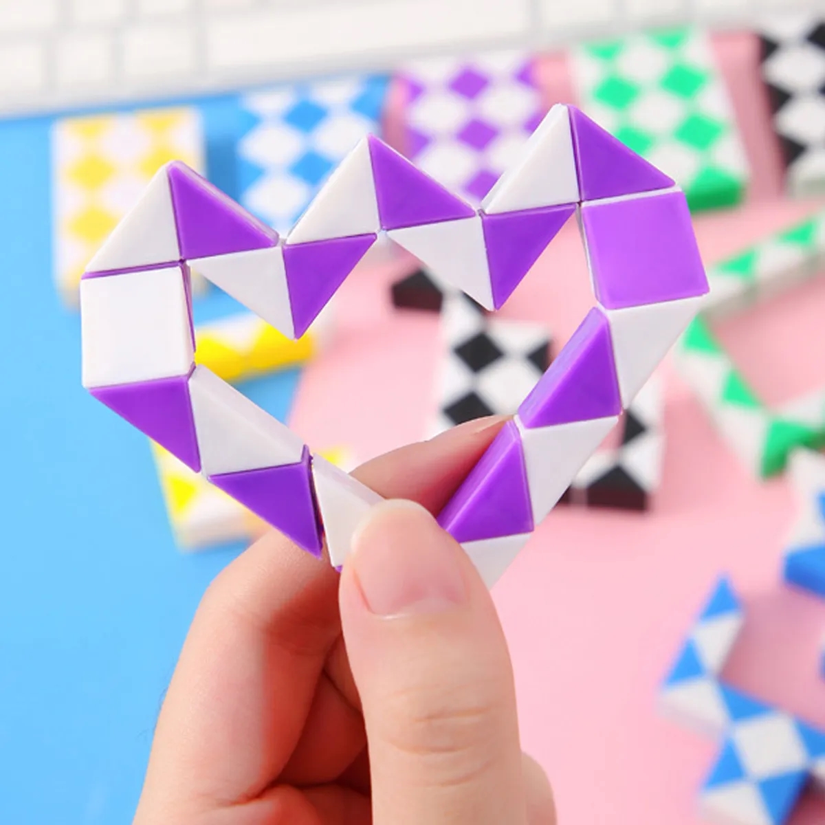 Colorful Sensory Fidget Snake Cube Twist Puzzles - Stocking Stuffers for Kids 4
