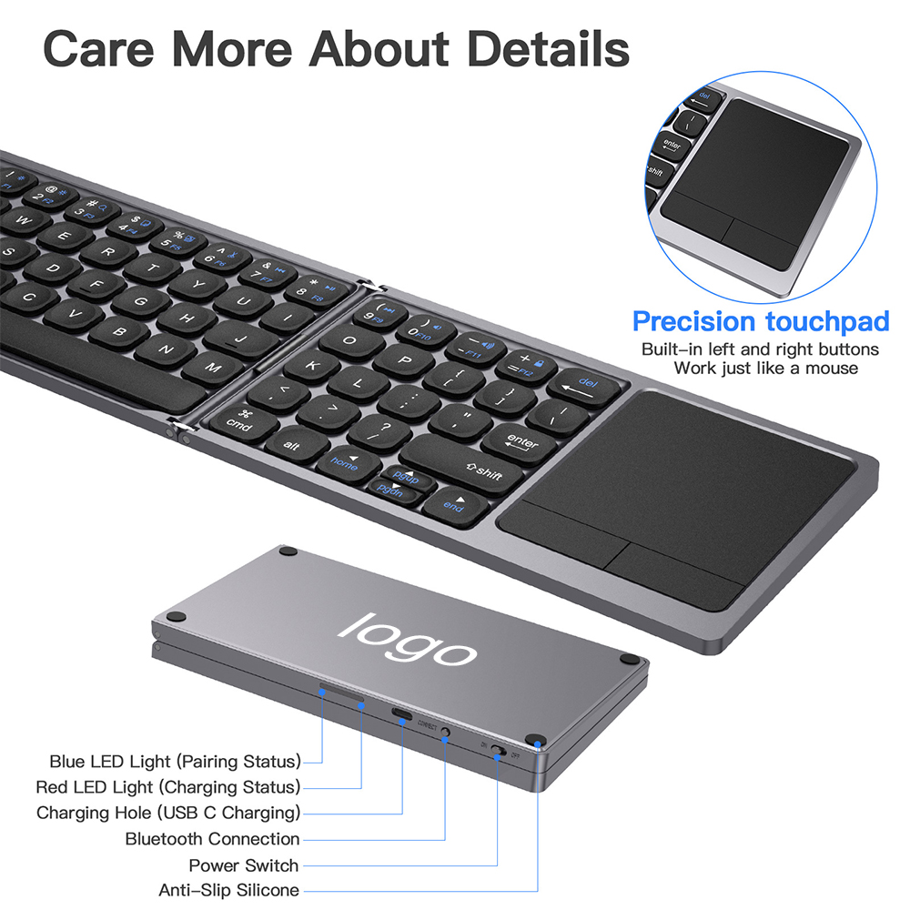 Touch pad; Folding keyboard; TYPE-C charging keyboard; Portable office; Mini foldable keyboard; 6
