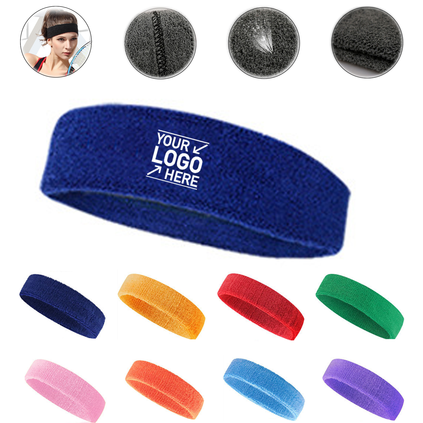 Unisex Cotton Sweatband Headband 2