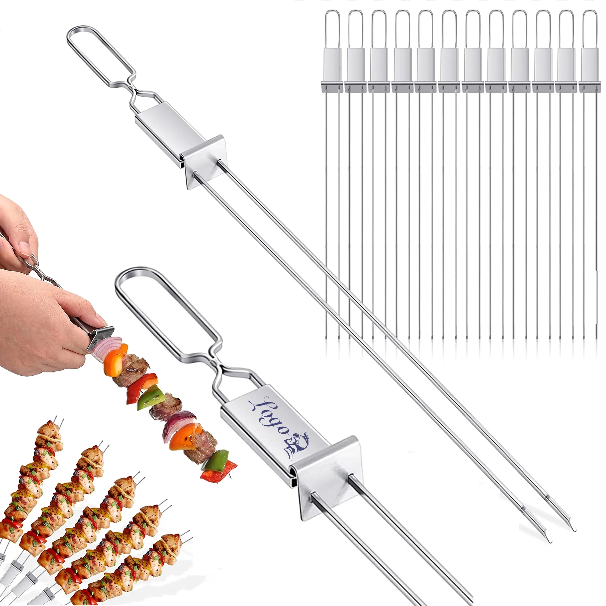 BBQ Stainless Steel Skewers with Slider 4
