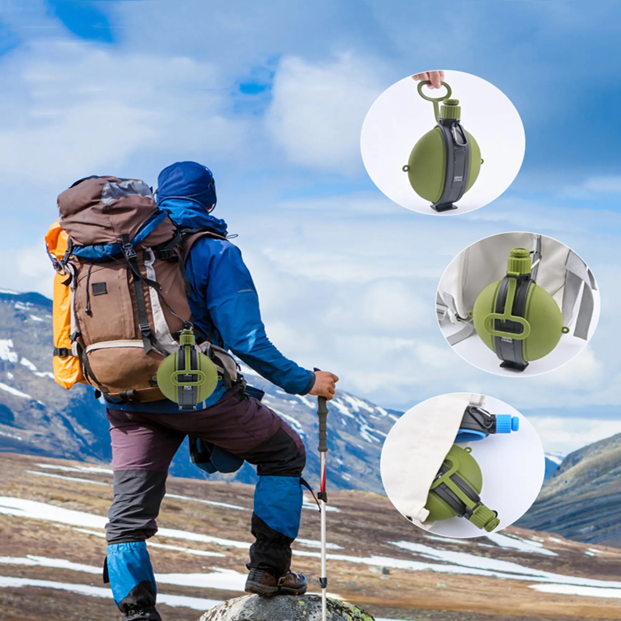 MOQ 20 Foldable 19.8oz Silicone Compass Bottle 7