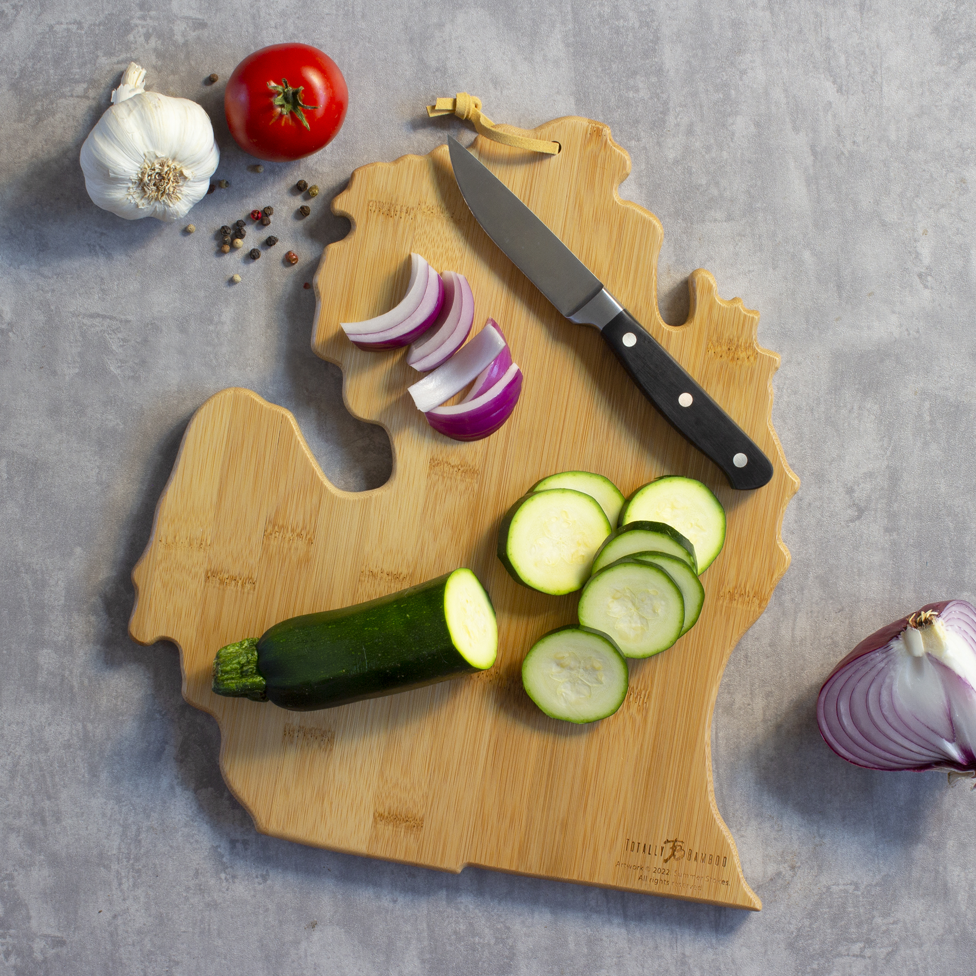 Michigan (Mitten) State Shaped Cutting and Serving Board with Artwork by Summer Stokes 1