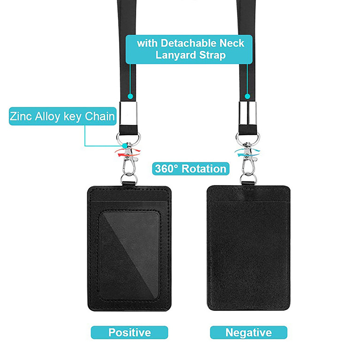 2 Packs Vertical Pu Leather And Id Badge Card Holder 3