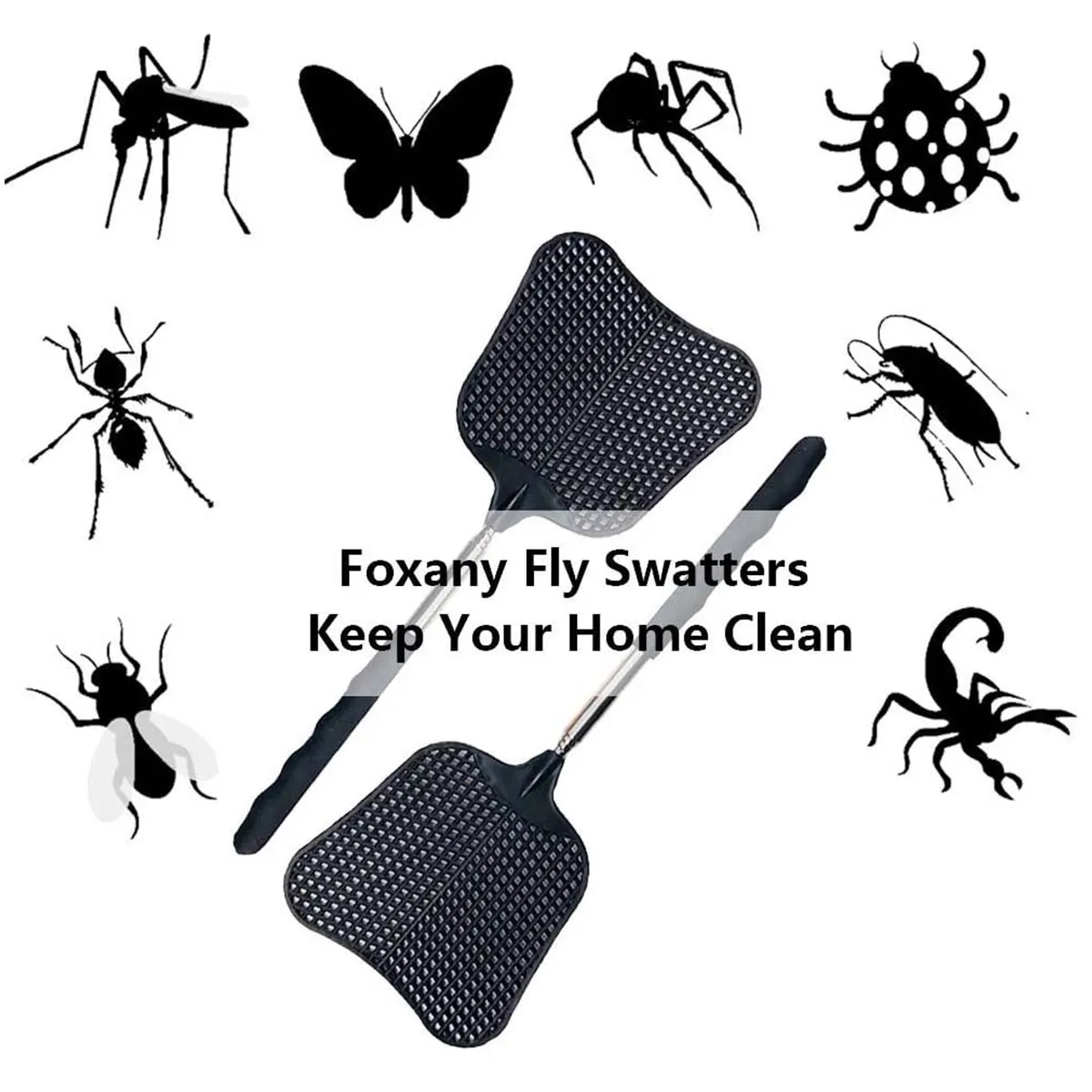 Telescopic Durable Stainless Steel Handle Fly Swatter 4