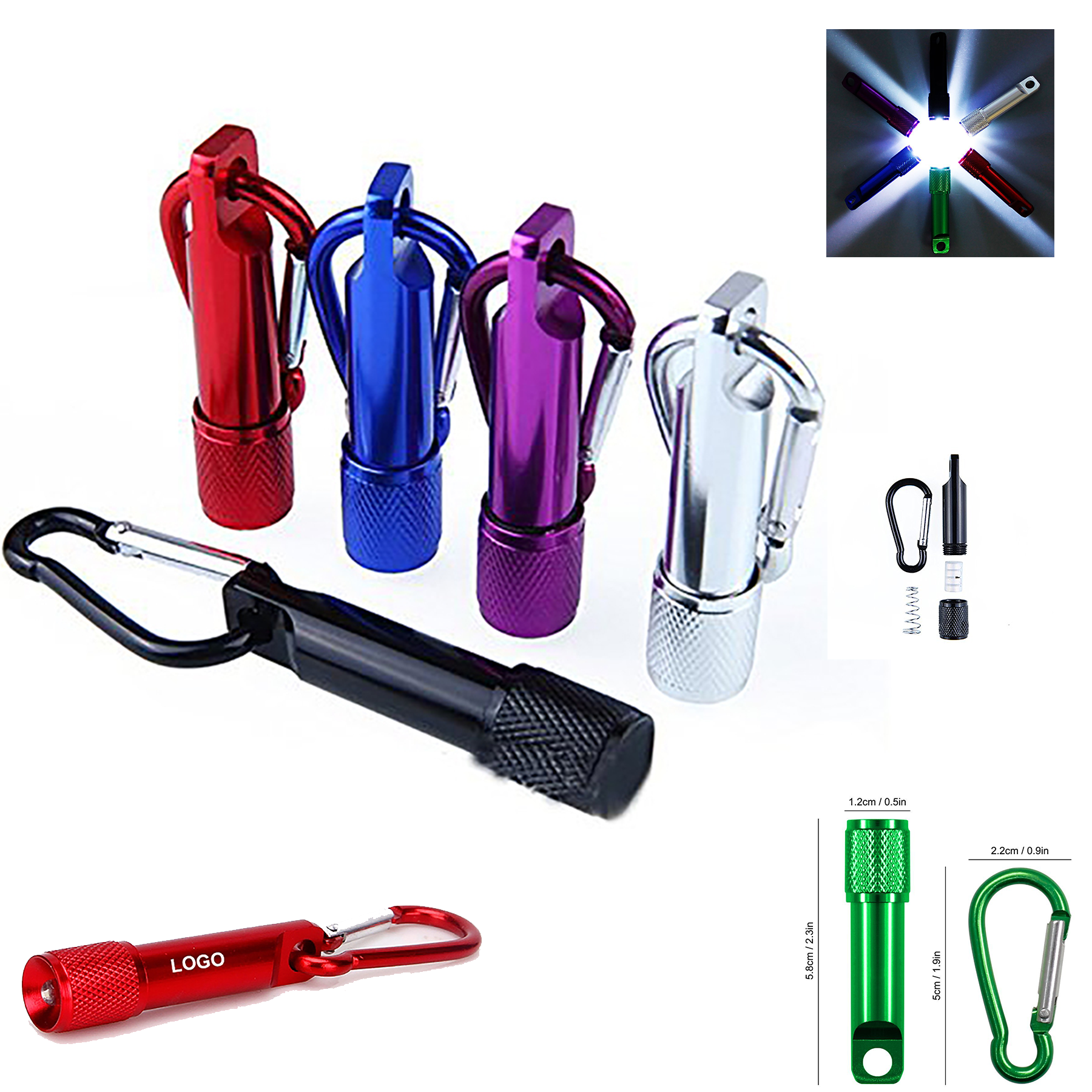LED Flashlight Carabiner Keychain 2
