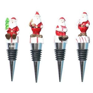 4 Piece Happy Santa Claus Wine Stopper Set 3