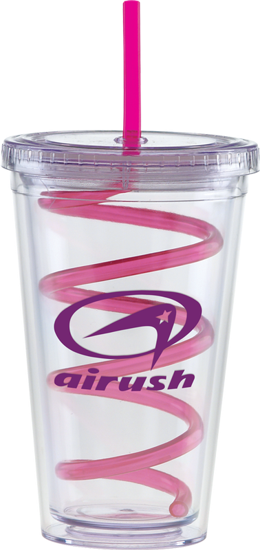 Carnival Cups-Color Curly Straw, Clear Lid 29