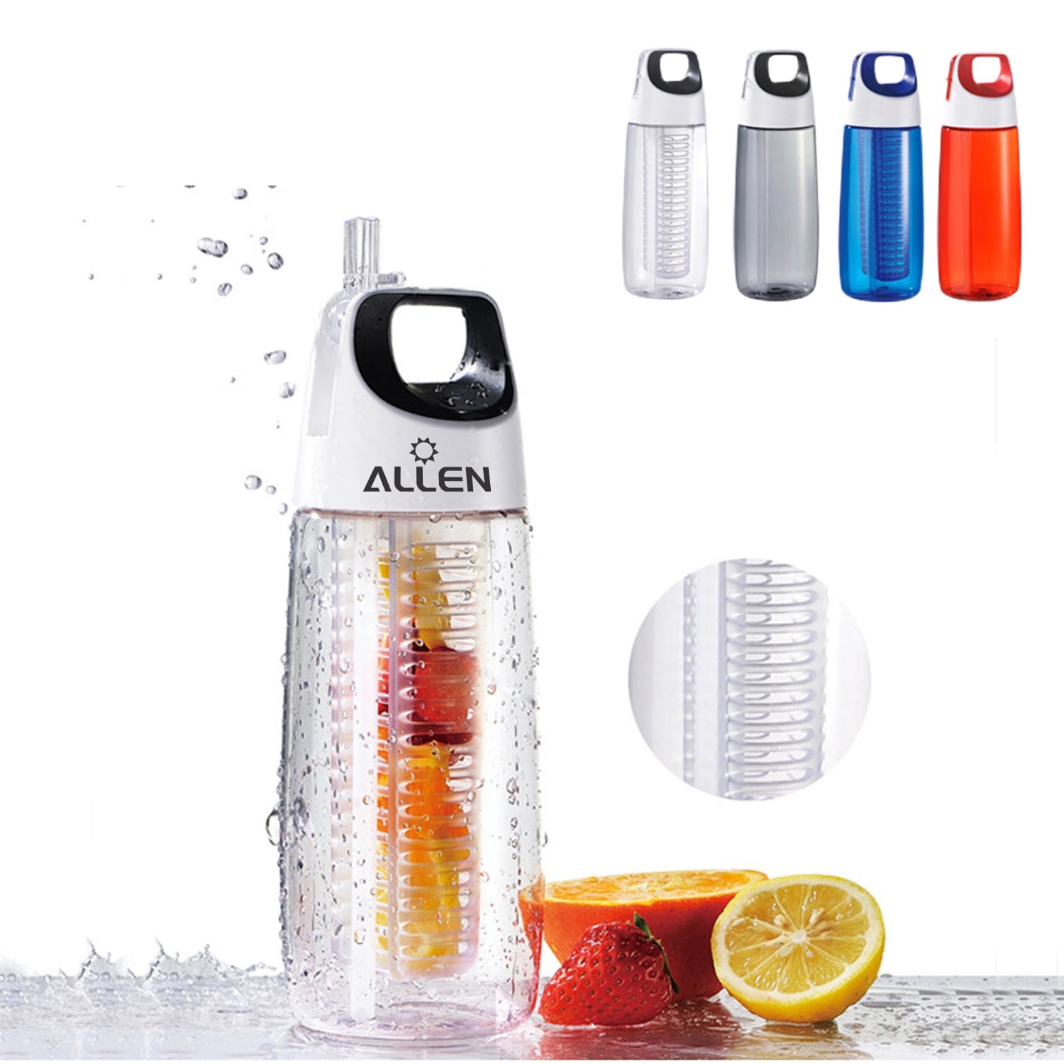 Fruit Water Bottle With Straw 2