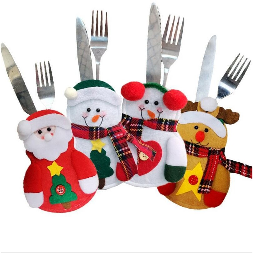 Christmas Snowman Knife Fork Bag Restaurant Decorations 2
