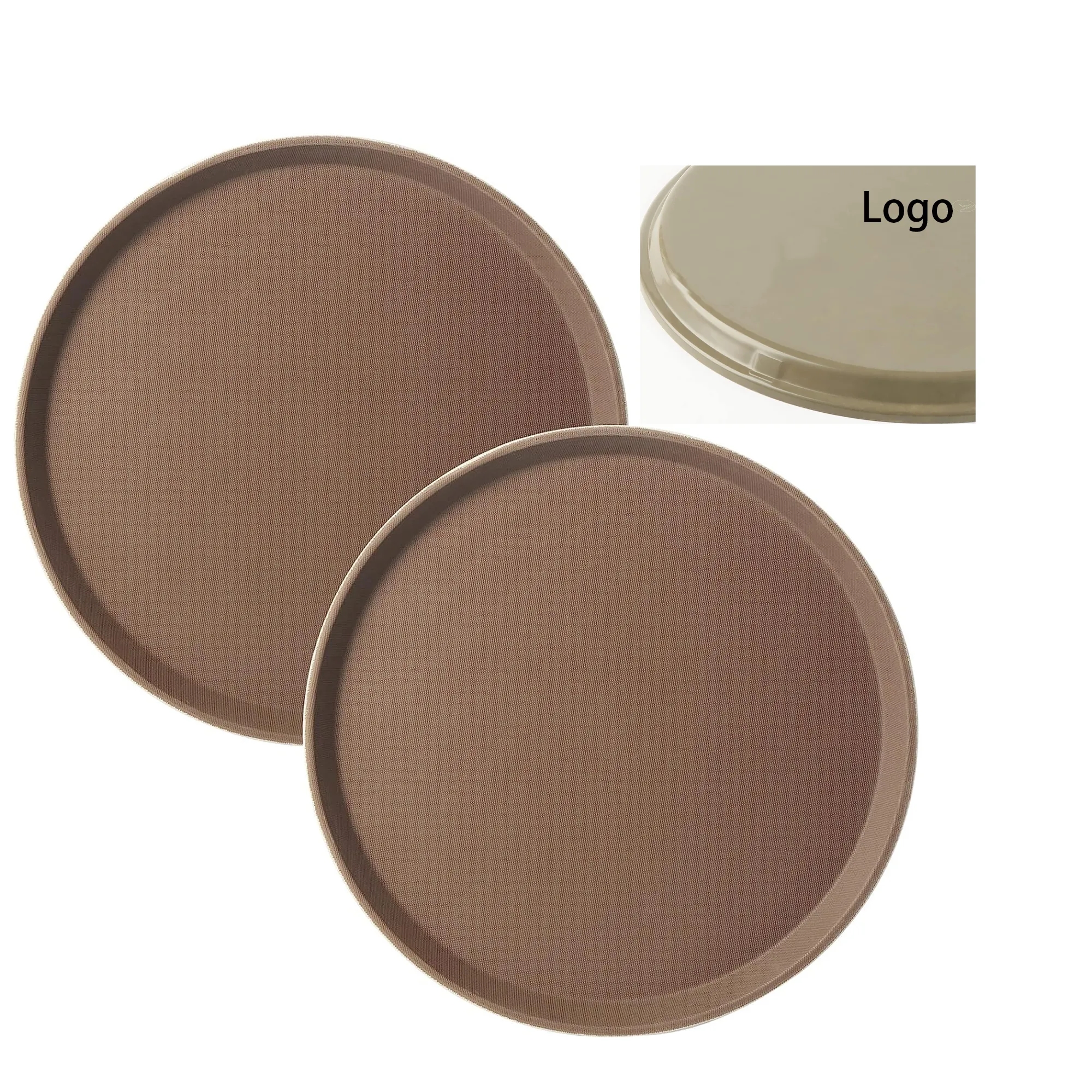 MOQ 20pcs Restaurant Round Fiberglass Non-Slip Tray 3