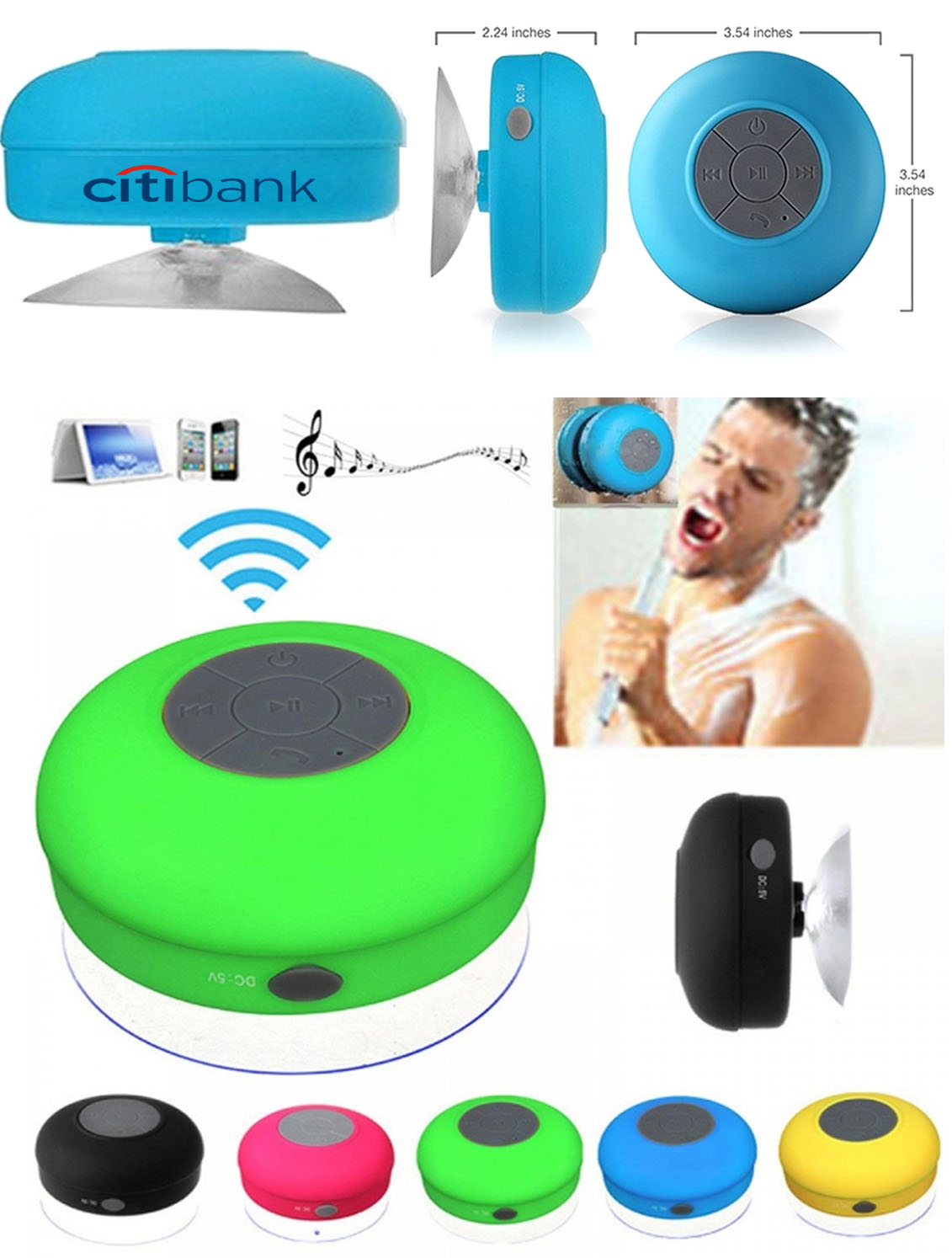 iBank ® Waterproof Bluetooth Shower Speaker with Suction Cup 2