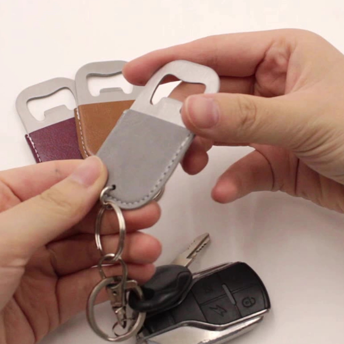 Leatherette Bottle Opener Key Ring 2
