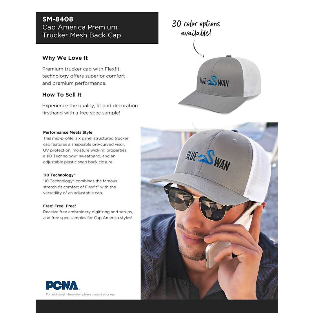 Cap America Premium Trucker Mesh Back Cap 828