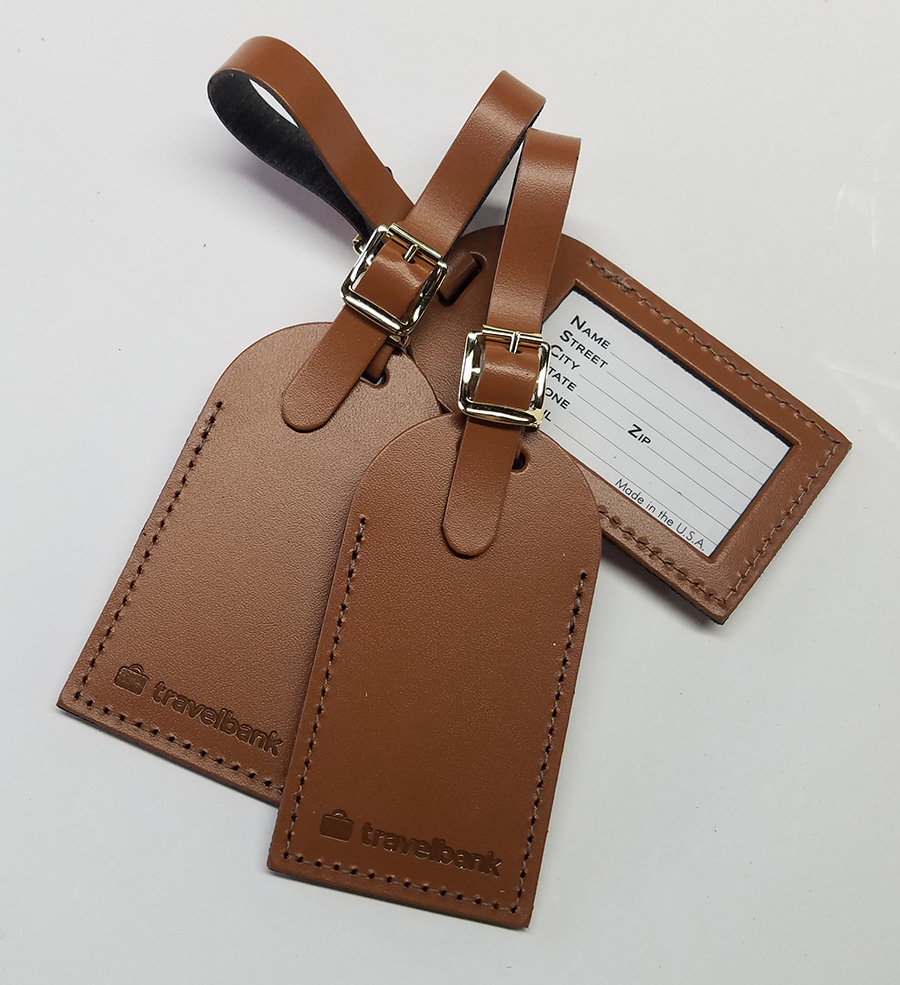 hot stamp and debossing genuine leather luggage tag 3