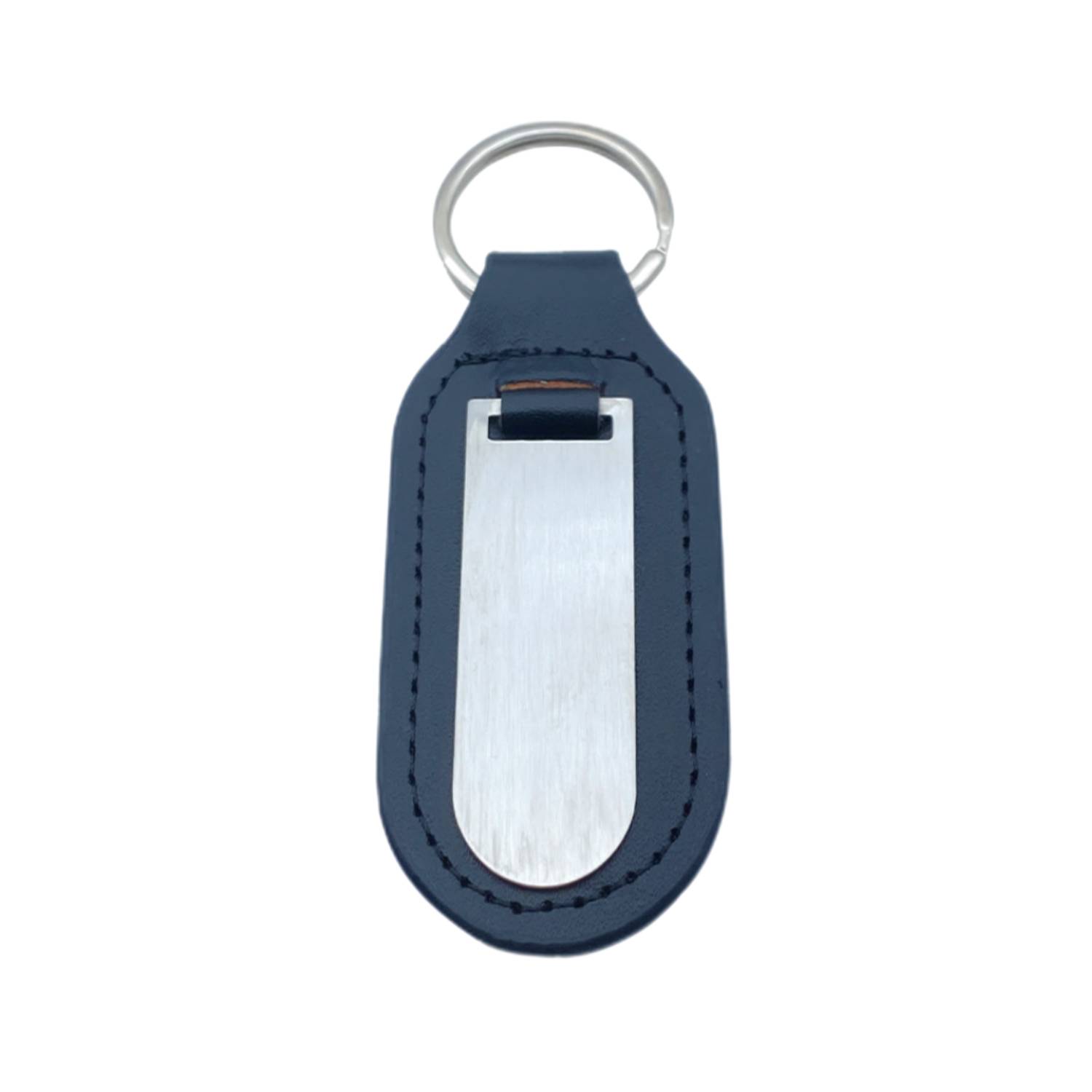 Silver Metal PU Leather Keychain 2