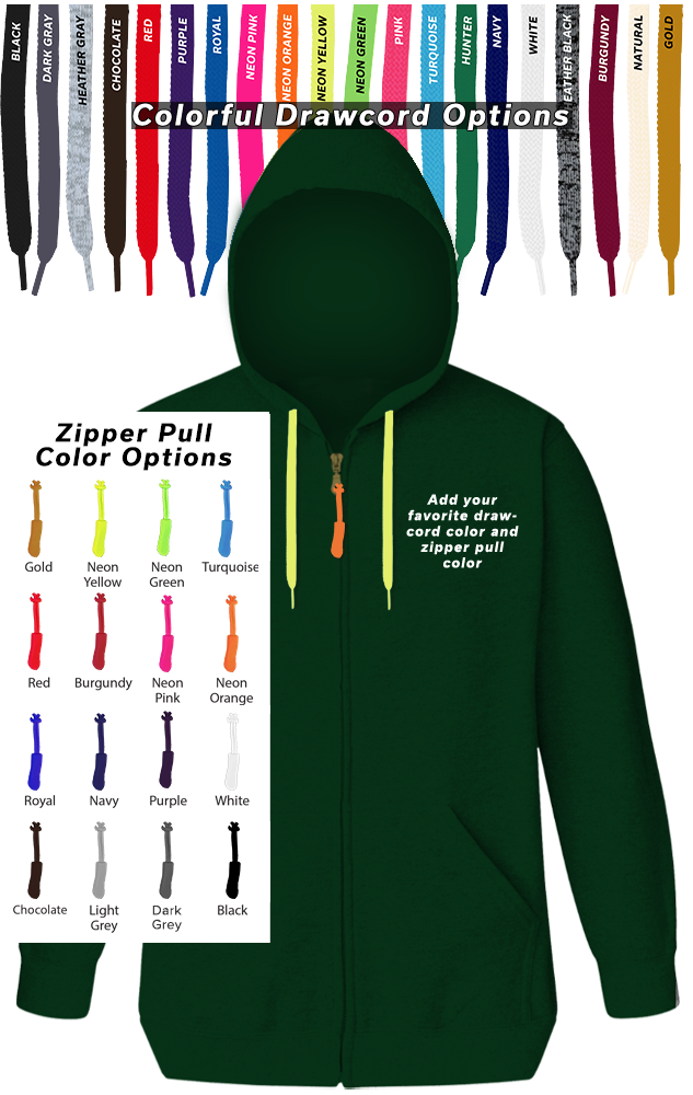 Custom Drawcord & Zipper Pull Hoodie, custom hoodie or sweatshirt with logo imprint 2