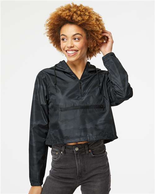 Women's Lightweight Quarter-Zip Pullover Crop Windbreaker - EXP64CRP 24