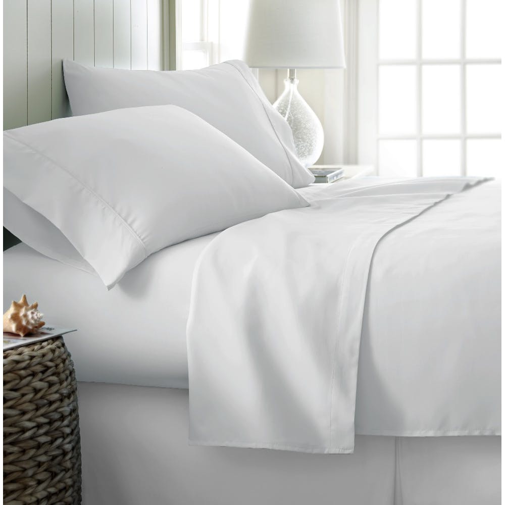 Microfiber Bed Sheet Sets - White Full 4 Piece Double-Brushed 2