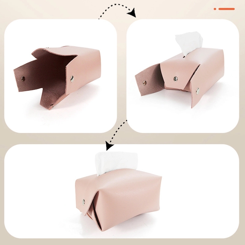 Foldable PU Leather Car Napkin Case & Restaurant Tissue Box 8