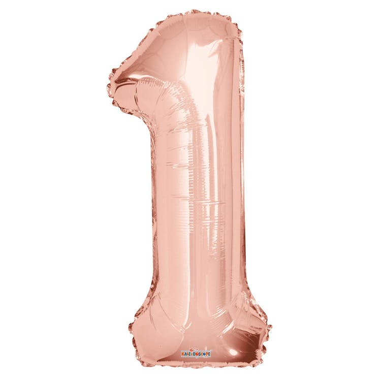Mylar Number 1 Balloons - Rose Gold 34" 2