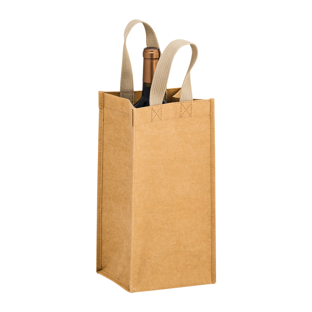 1-Bottle Washable Kraft Wine Tote 3