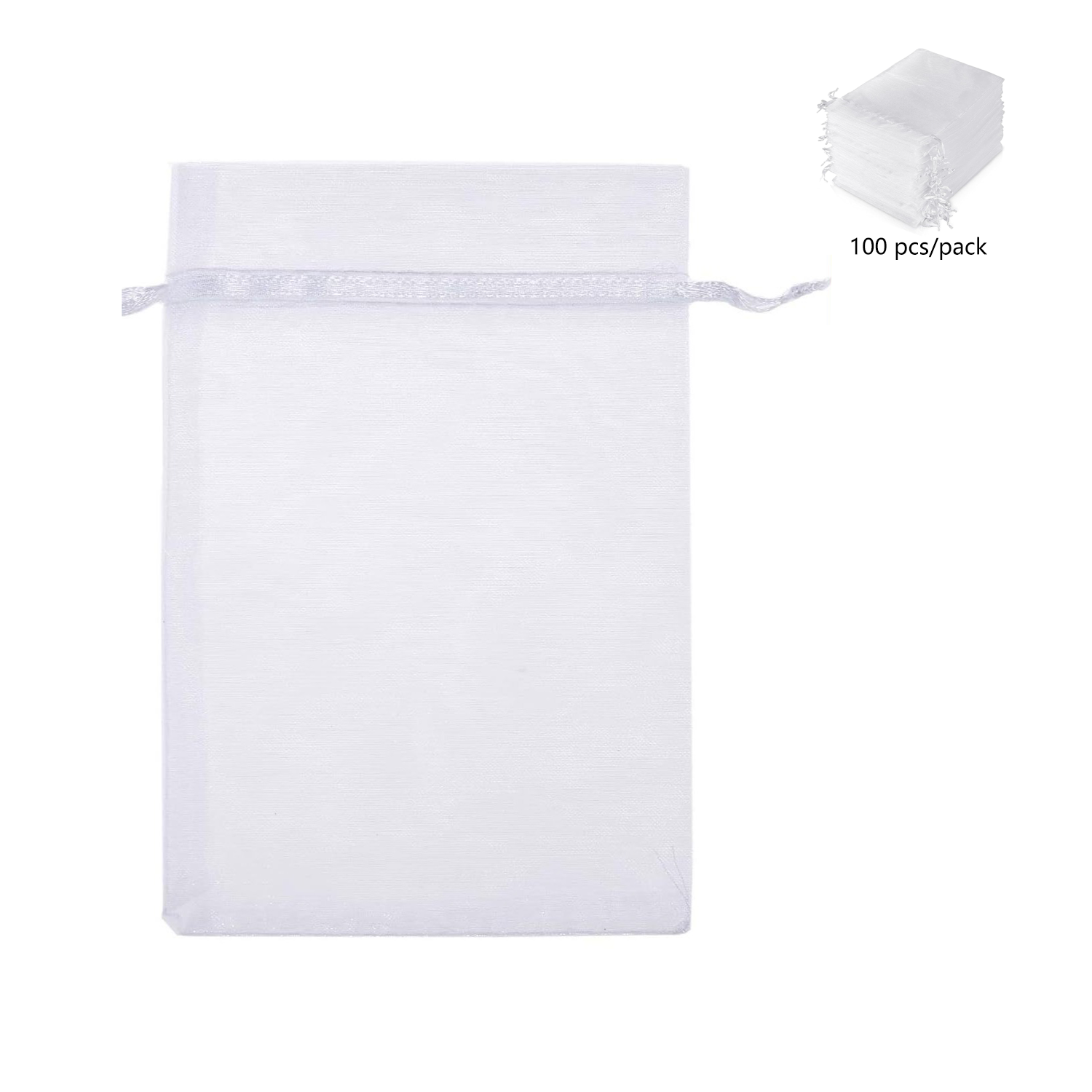 Wedding Gift Party White Organza Mesh Drawstring Bag 5