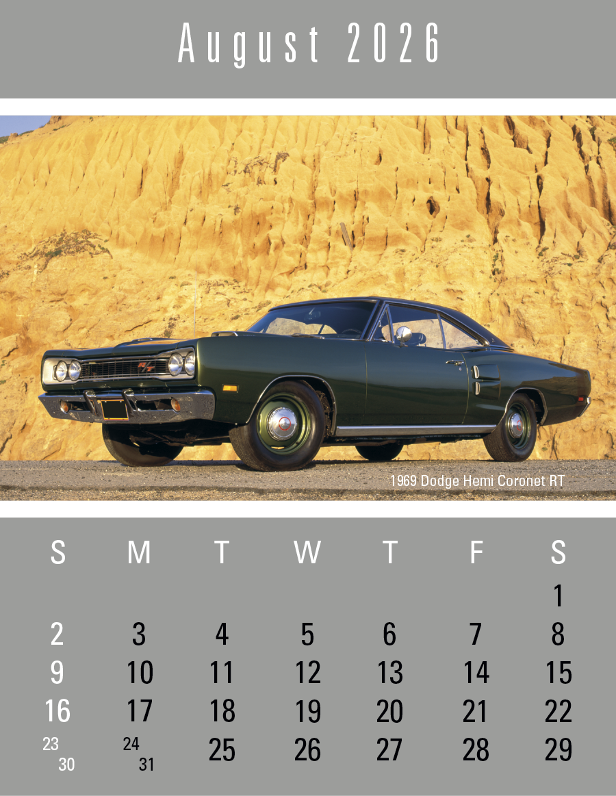 4C Press-N-Stick Header Cruisin’ Cars Calendar 13-Month