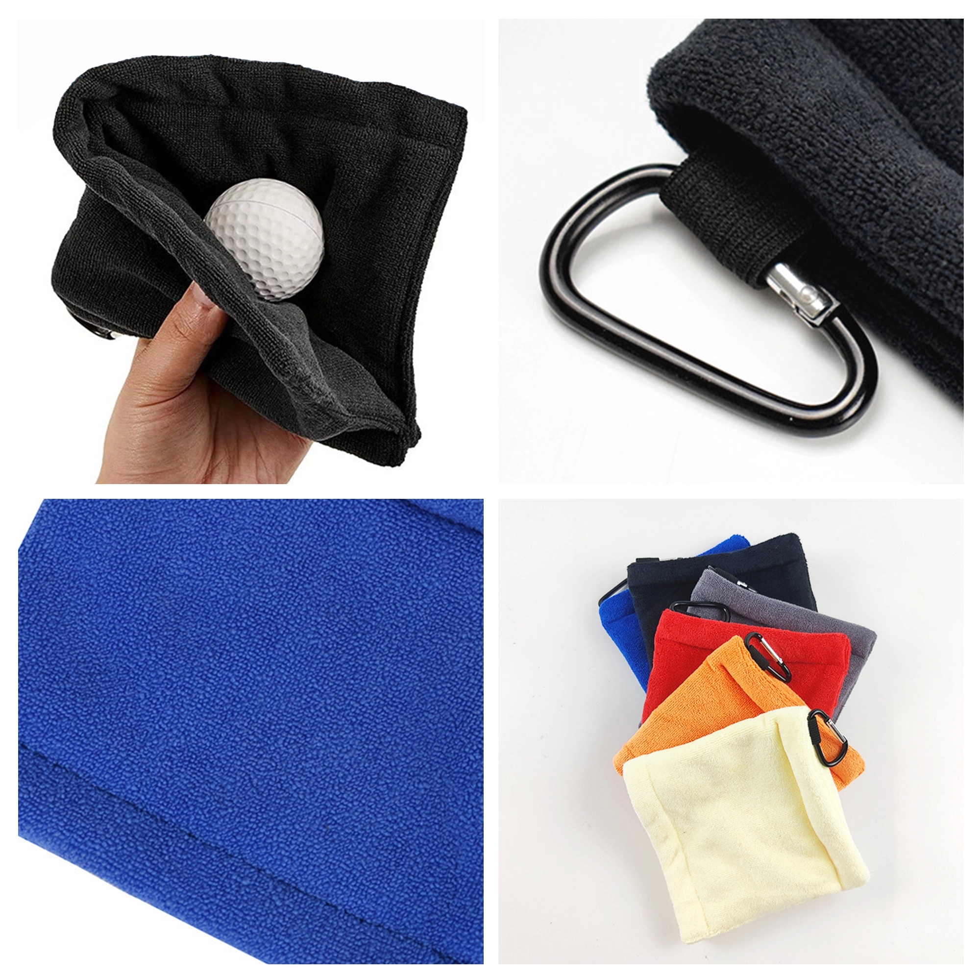 6"x6" Microfiber Golf Ball Towel With Clip 2