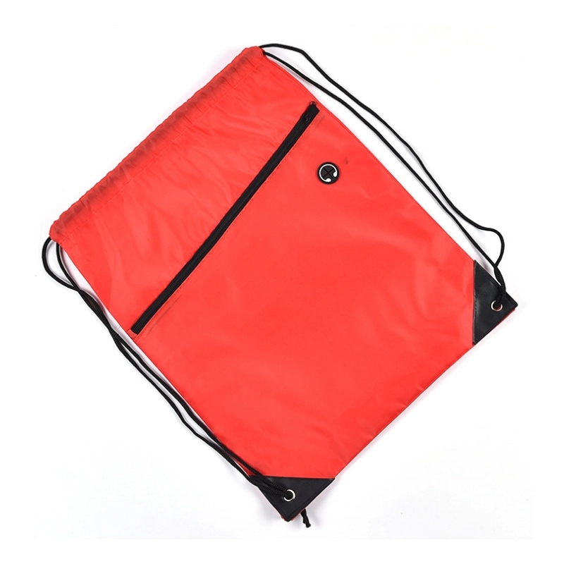 Sport Drawstring Backpack Bag With Front Zipped Pocket 4